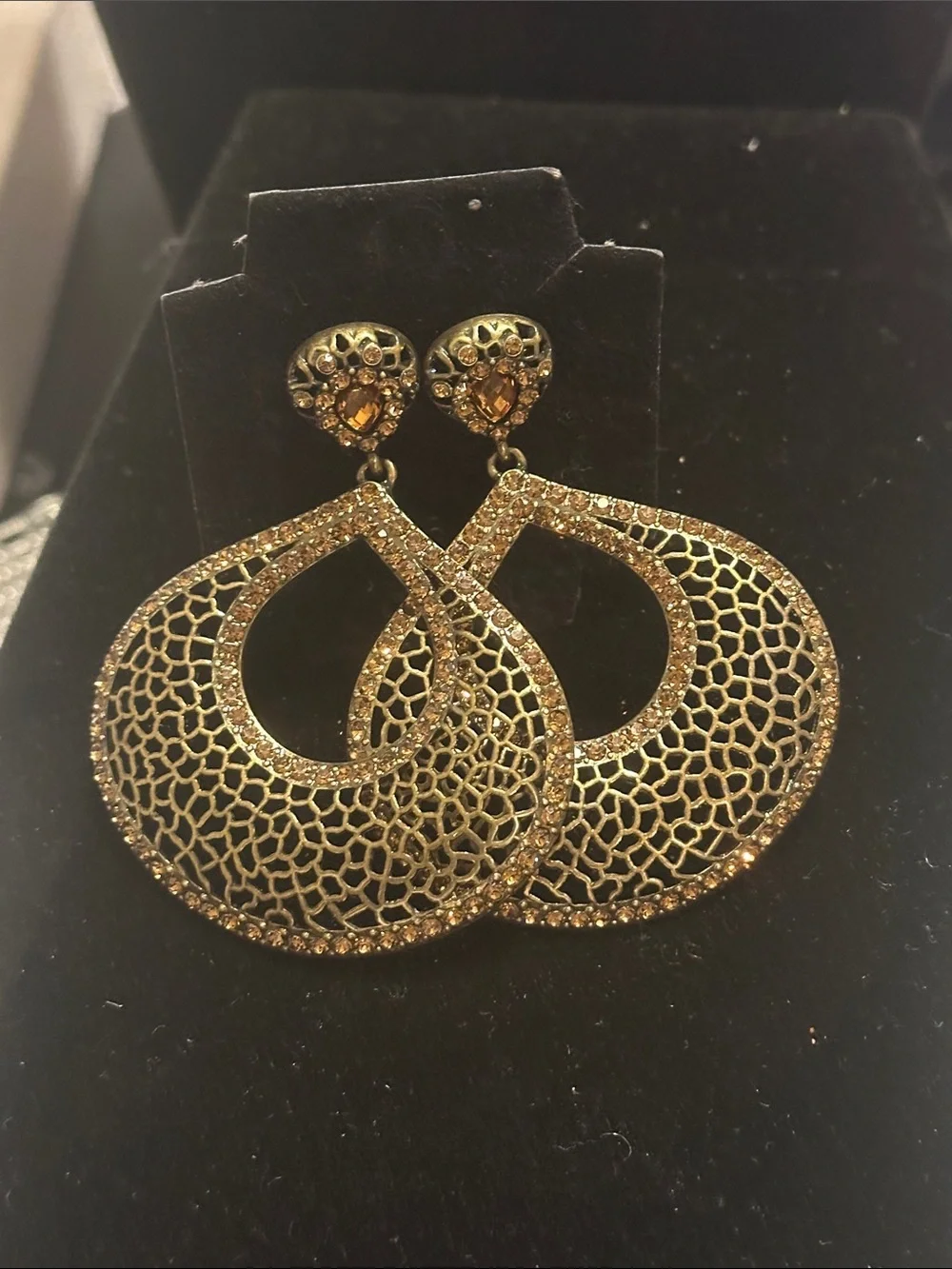 Bronze and Amber Crystal earrings